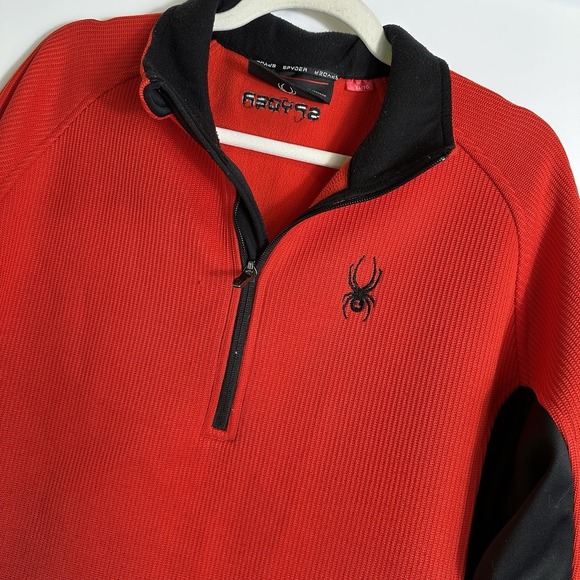 Spyder Other - Spyder Core Sweater Quarter Zip Fleece Pullover Red Black Mens Size XL